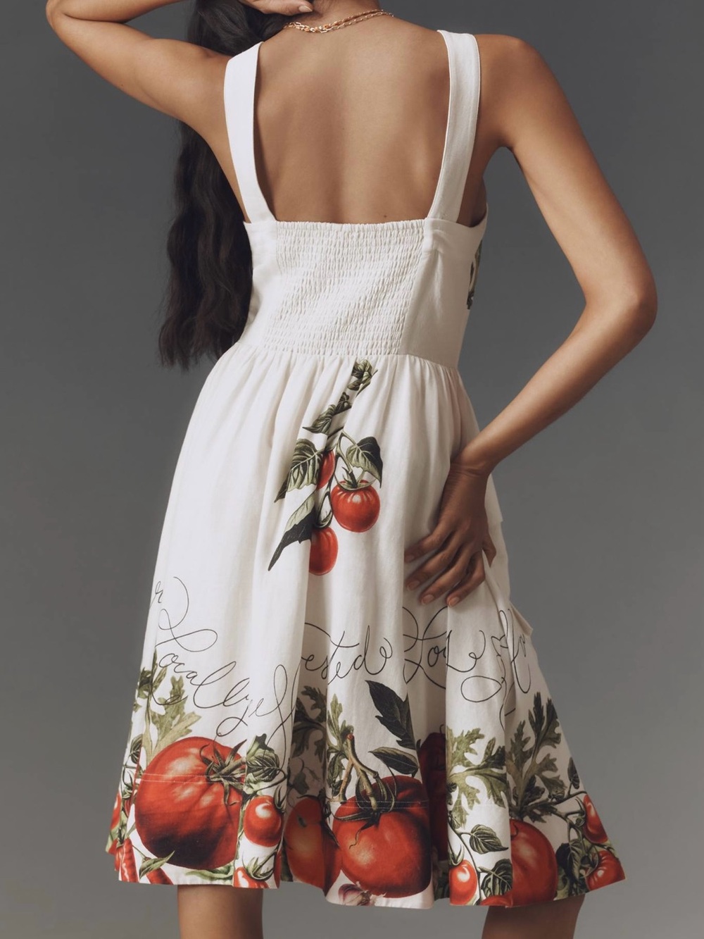 Anthropologie Maeve Button-Front Tomato Locally Harvested Linen Midi Dress NWOT - Picture 11 of 12